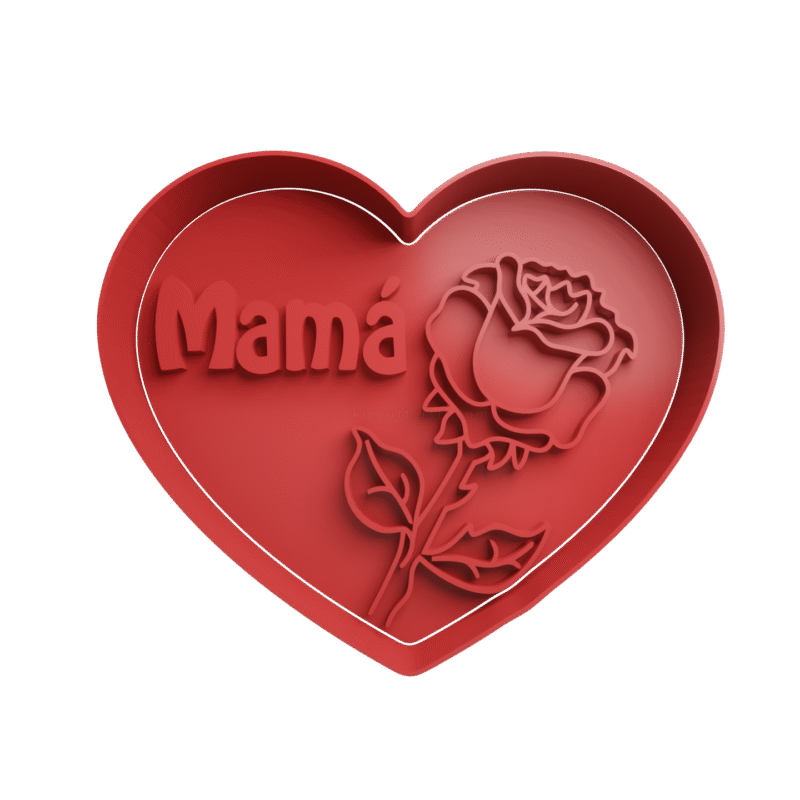 Mamá con Rosa en Corazón